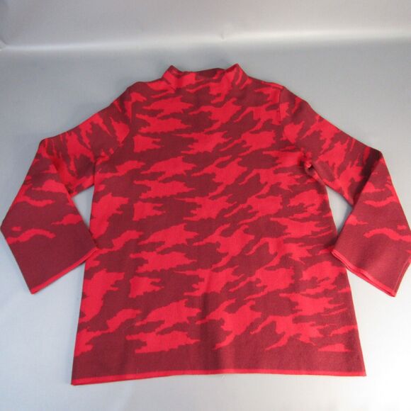Chico's Red Camo Sweater Women's Size 1 Camouflage M 8 Medium Classic Knit - Picture 1 of 9